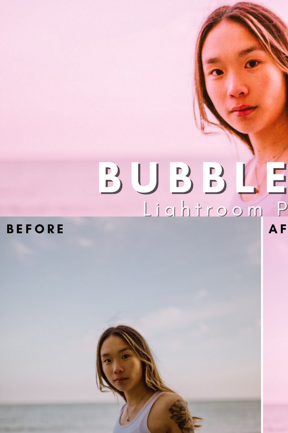 12 Pink Presets For Adobe Lightroom pinterest preview image.