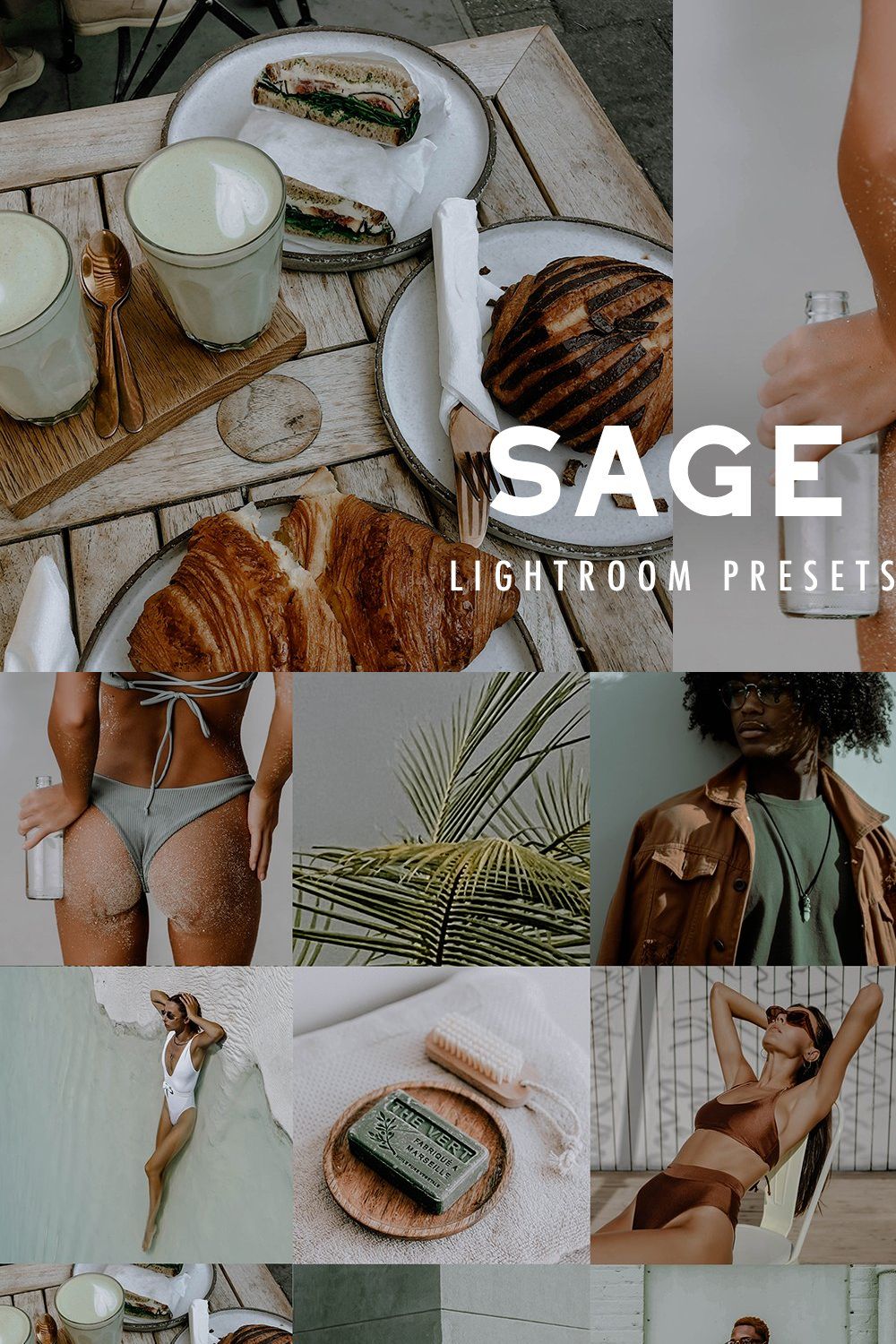 12 SAGE LIGHTROOM PRESETS pinterest preview image.