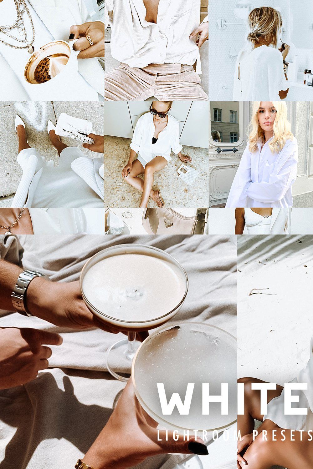 12 WHITE LIGHTROOM MOBILE PRESETS pinterest preview image.