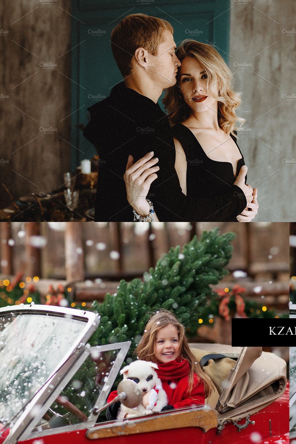 12 x Lightroom, Vintage Christmas pinterest preview image.