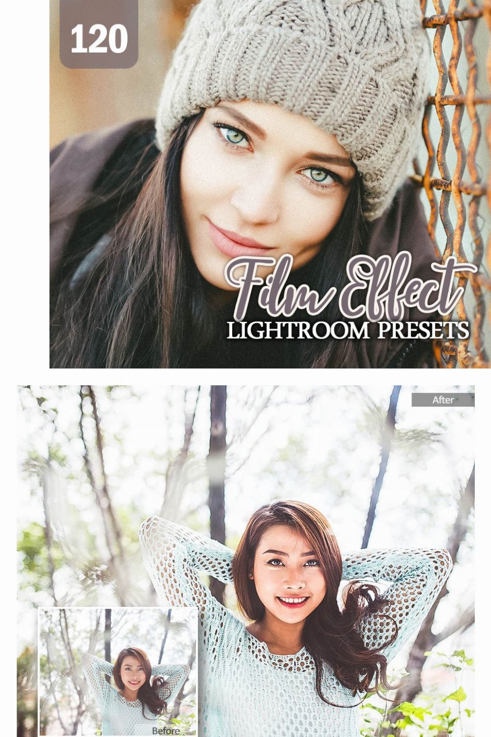 120 Film Effect Lightroom Presets pinterest preview image.