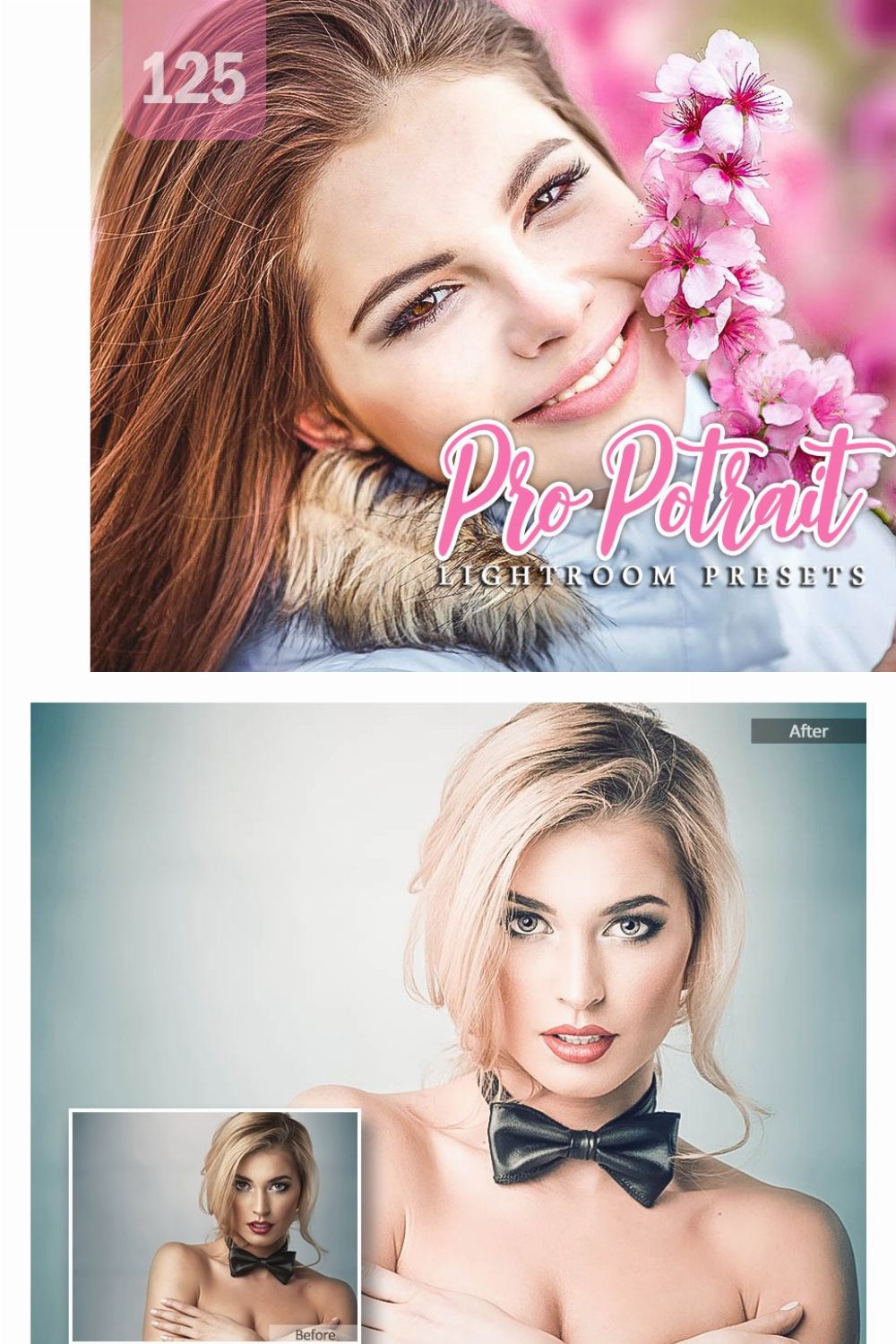 125 Pro Potrait Lightroom Presets pinterest preview image.