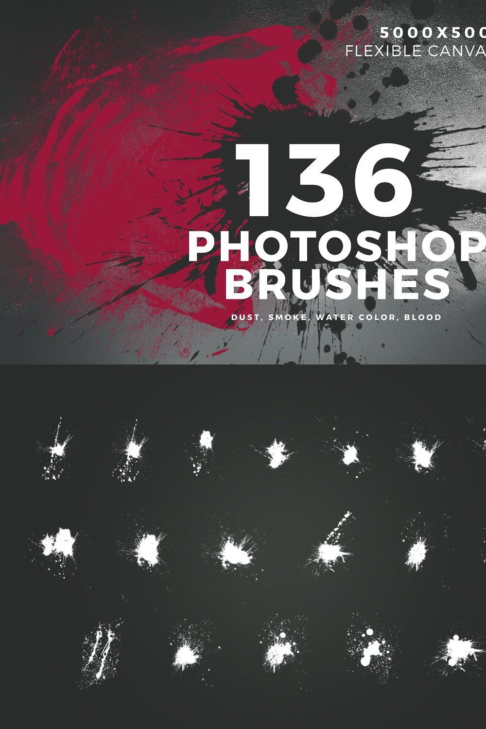 136 Photoshop Brushes pinterest preview image.