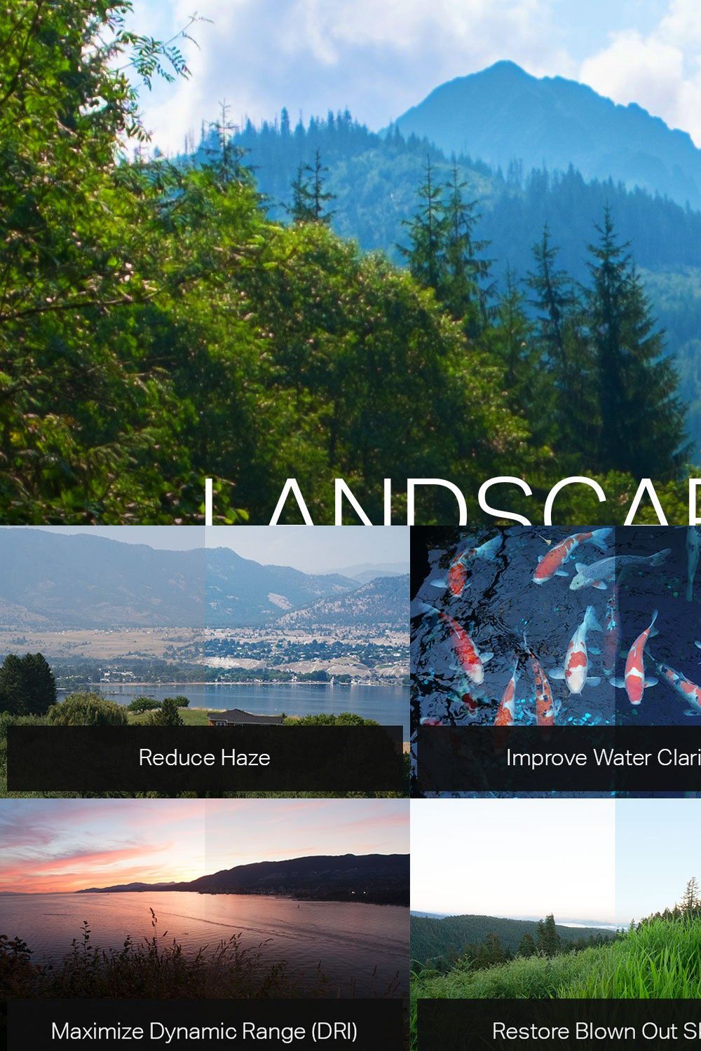 14 Landscape Retouching Actions pinterest preview image.