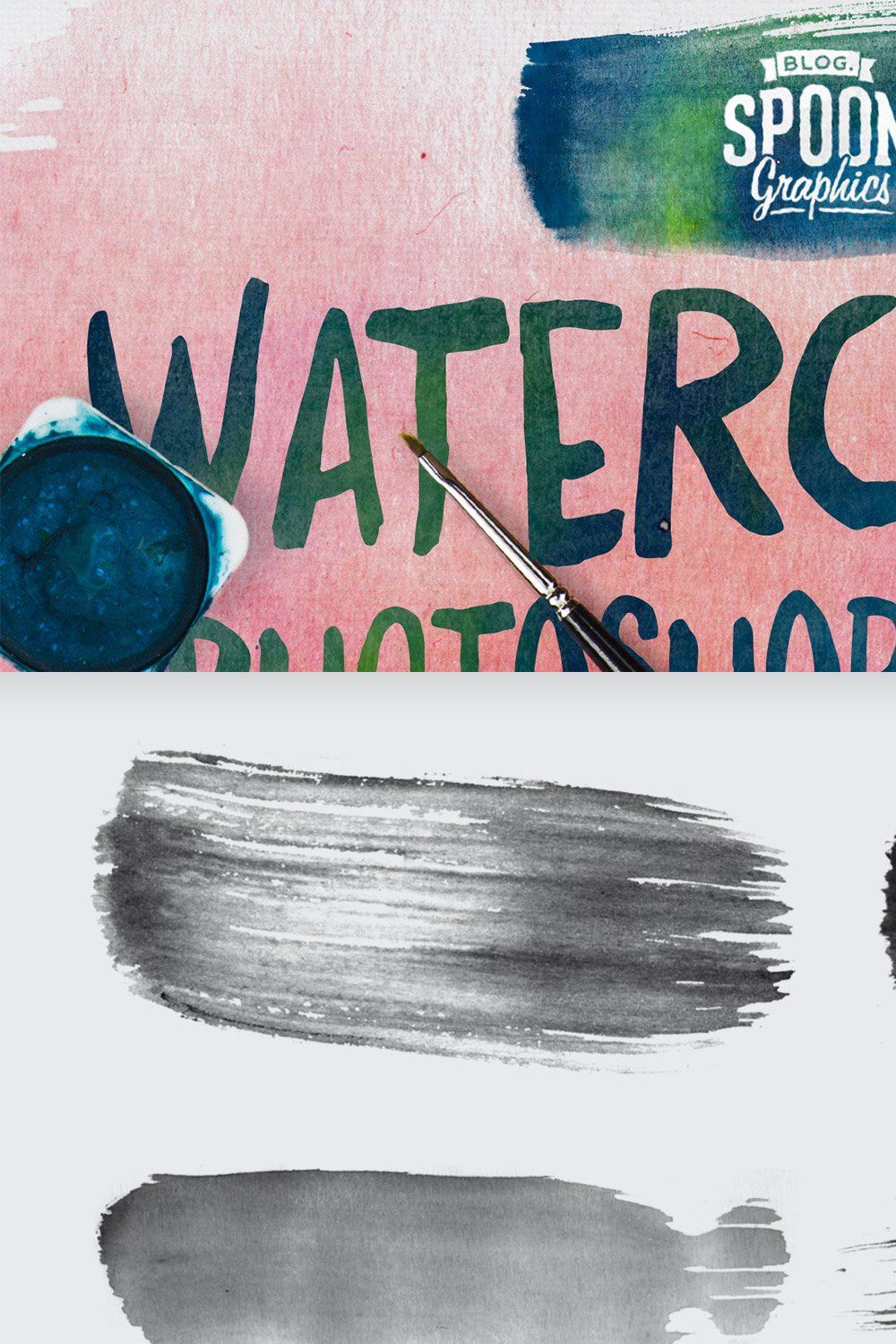 14 Watercolour Photoshop Brushes pinterest preview image.
