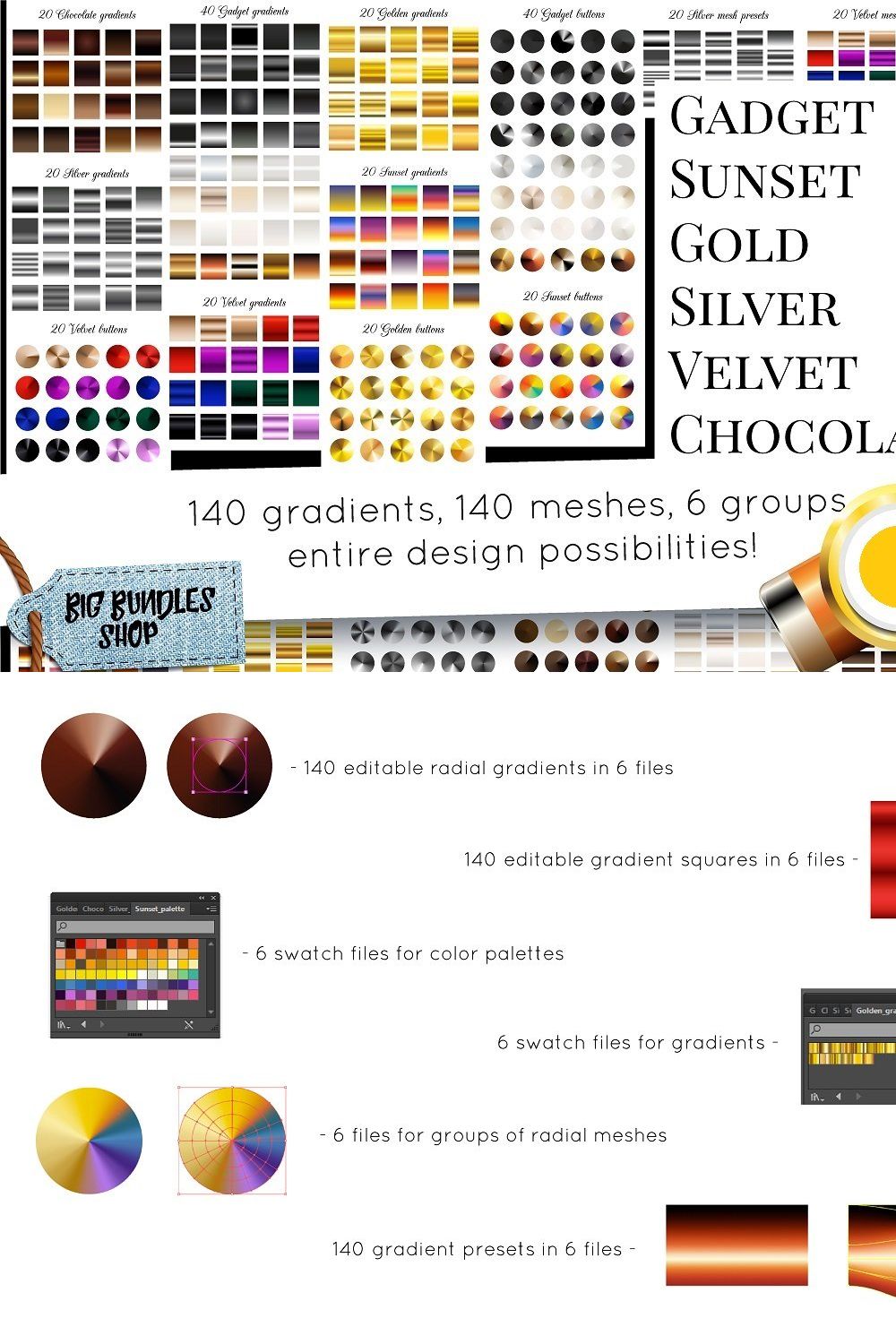 140 gradients and more pinterest preview image.