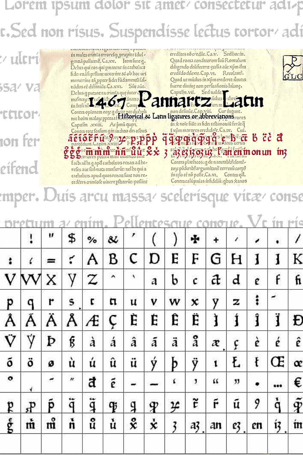 1467 Pannartz Latin OTF pinterest preview image.