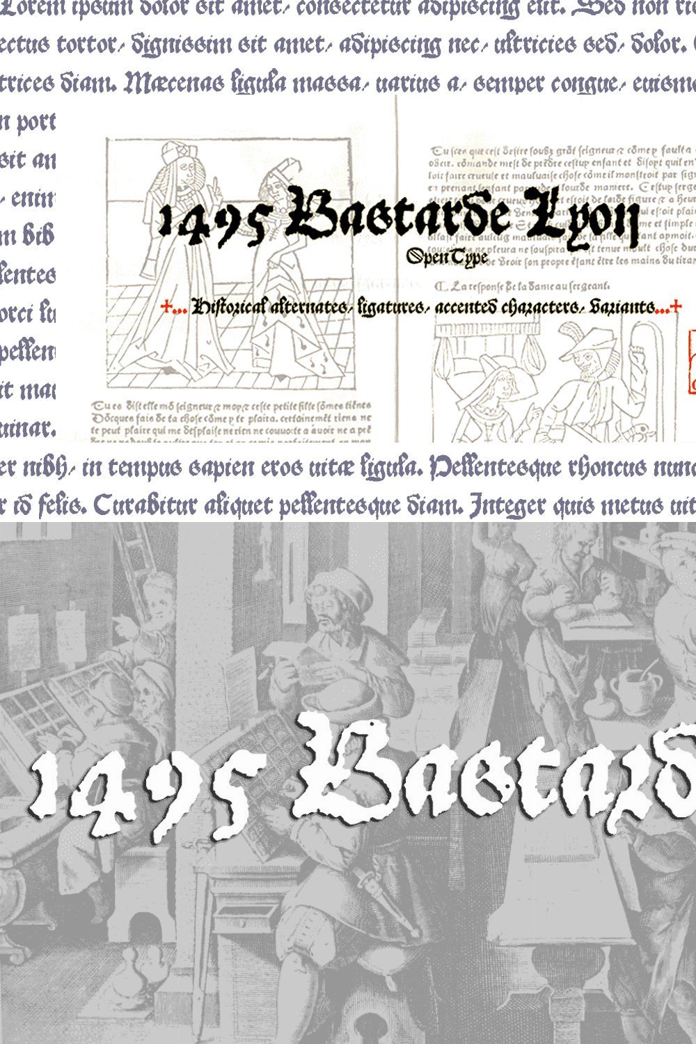 1495 Bastarde Lyon OTF pinterest preview image.