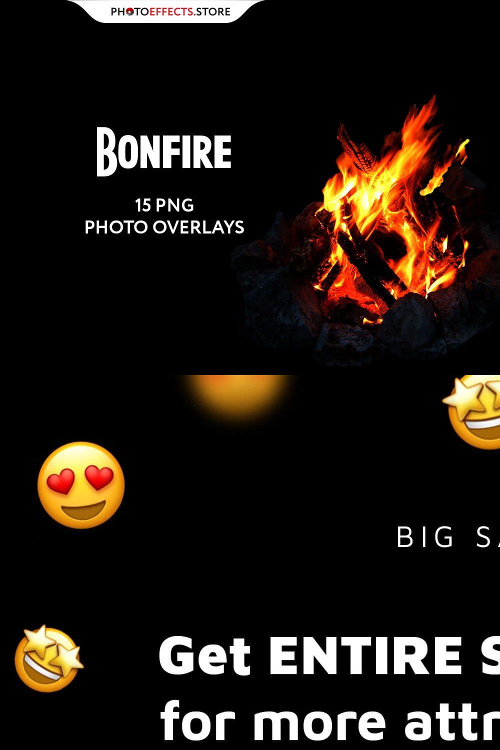 +15 Bonfire Photo Overlays pinterest preview image.