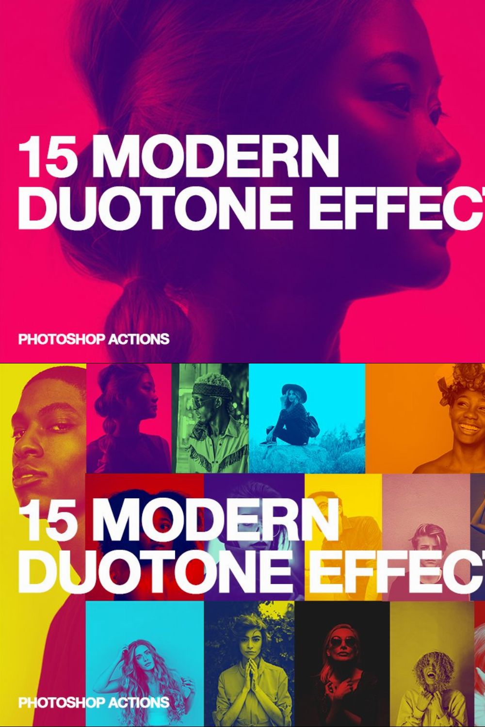 15 Modern Duotone Effect - Action pinterest preview image.