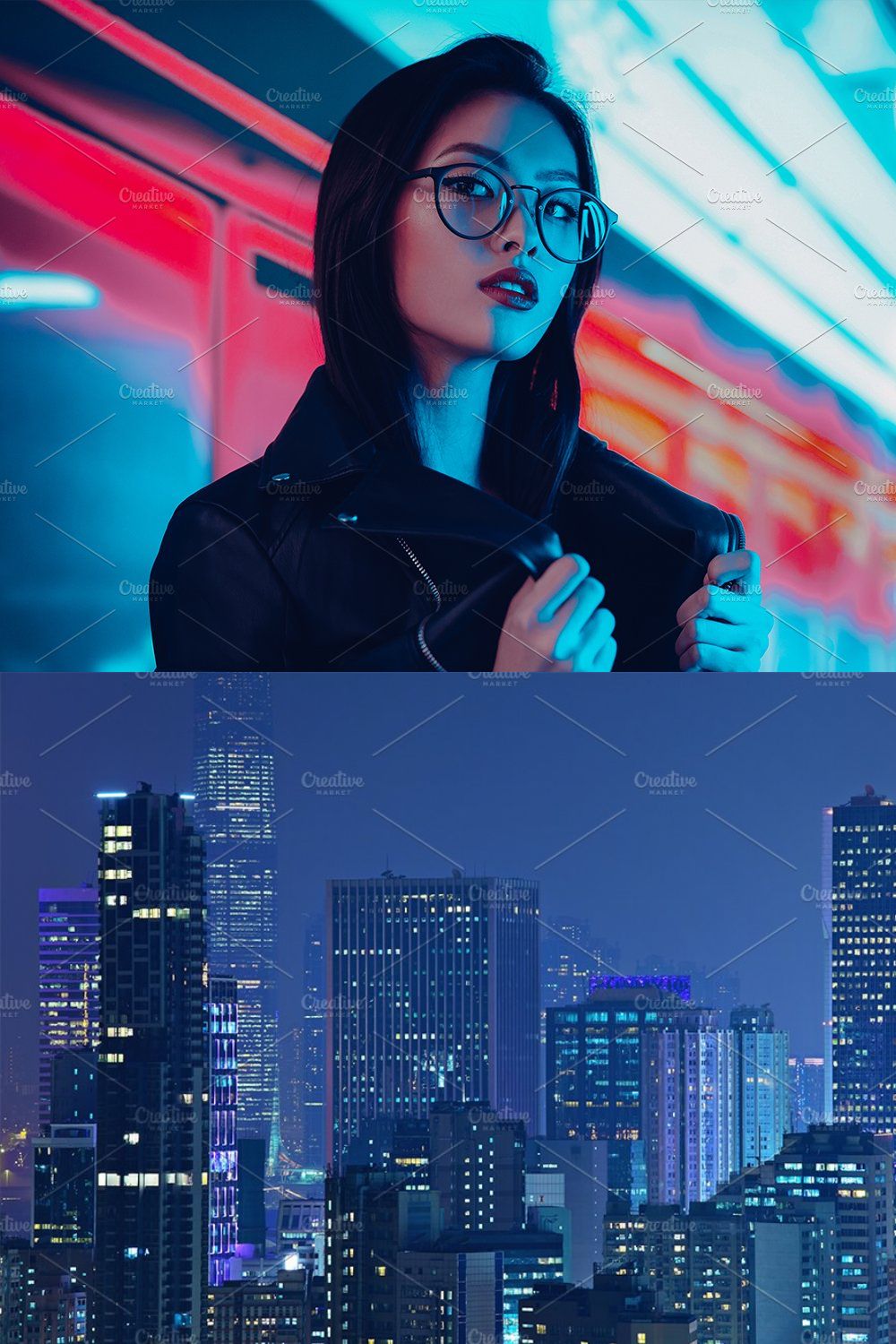 15 x Lightroom Presets, Neon City pinterest preview image.