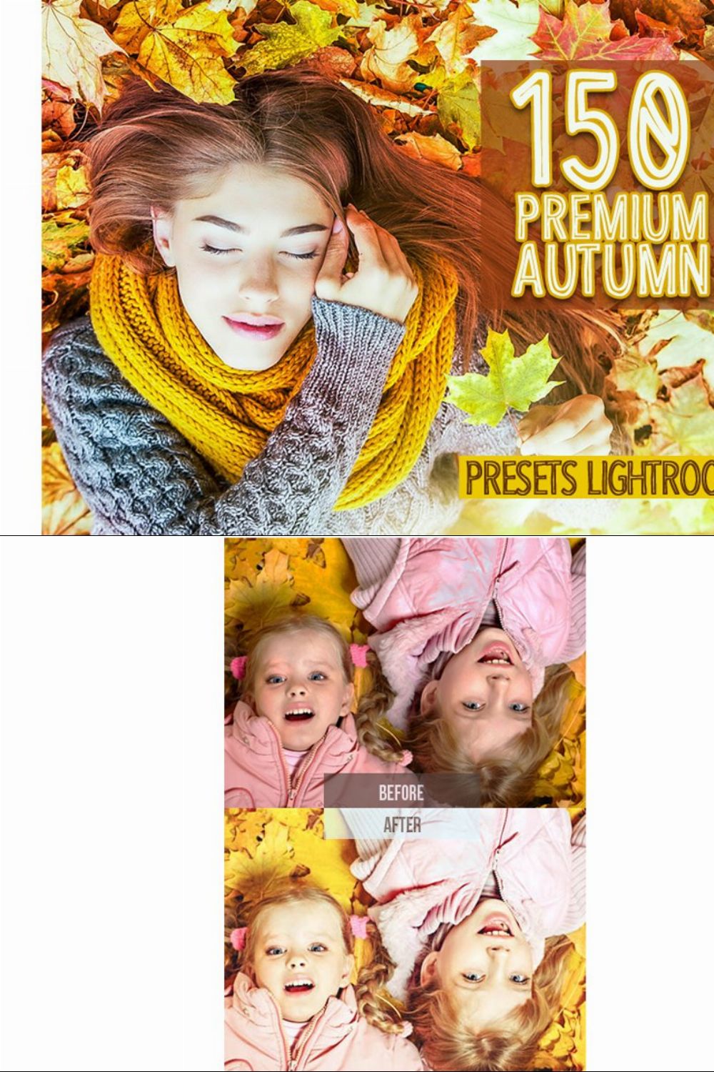 150 Premium Autumn Preset Lightroom pinterest preview image.