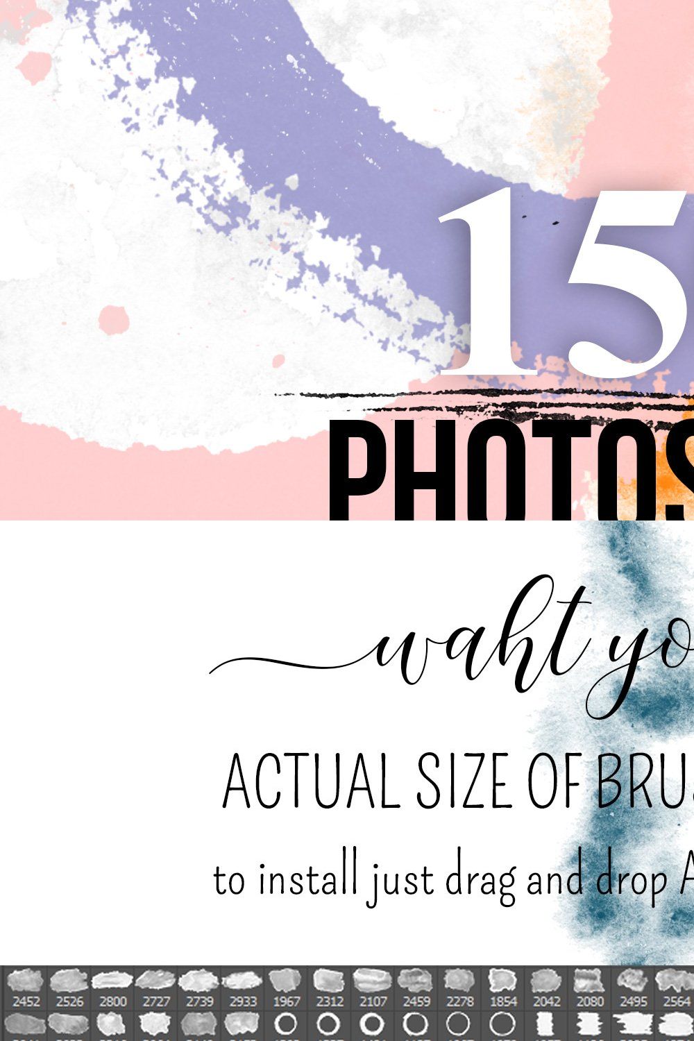 150 Watercolor Photoshop Brushes Set pinterest preview image.