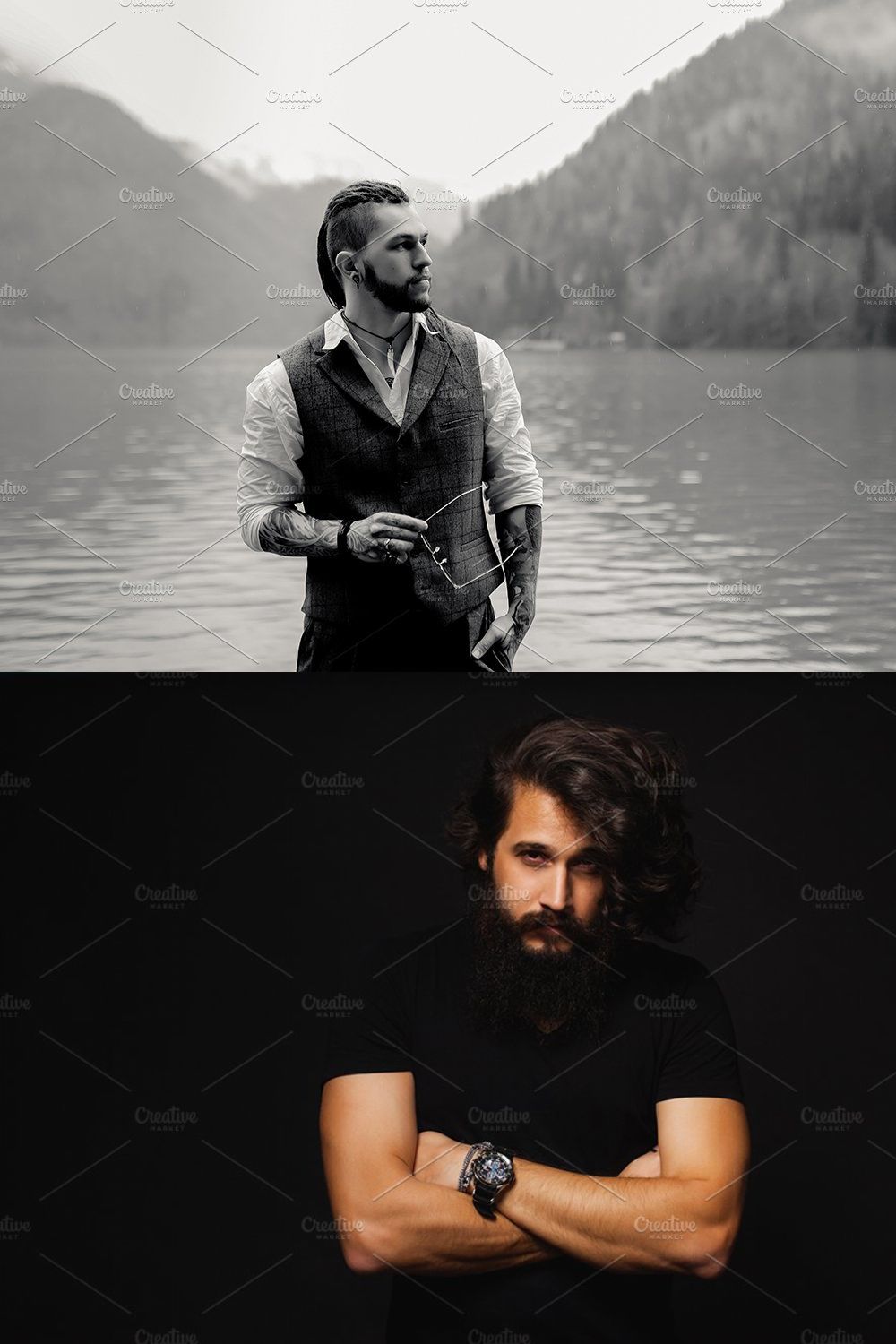 15xLightroom Presets Monochrome Men pinterest preview image.