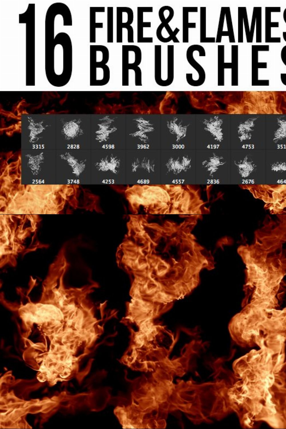 16 Fire & Flames Brushes pinterest preview image.