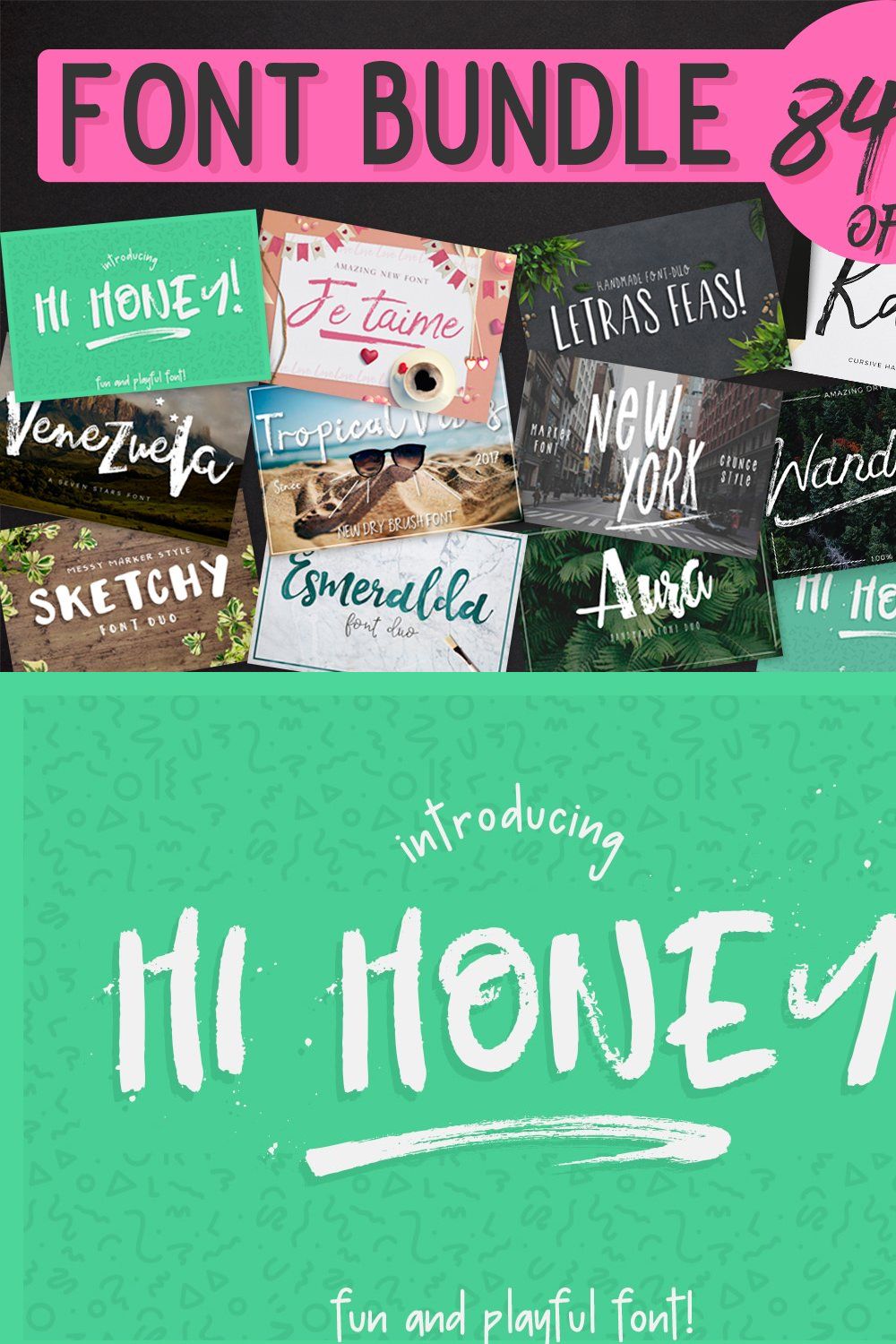 16 FONTS IN ONE - 84% DISCOUNT!! pinterest preview image.