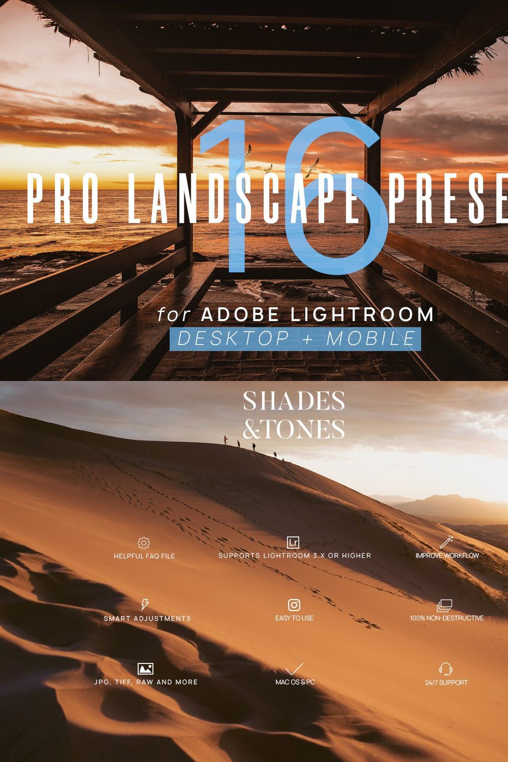 16 Pro Landscape Lightroom Presets 2 pinterest preview image.