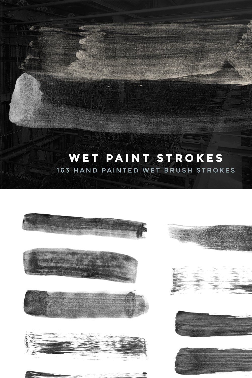 163 Wet Paint Strokes - Brush Set pinterest preview image.