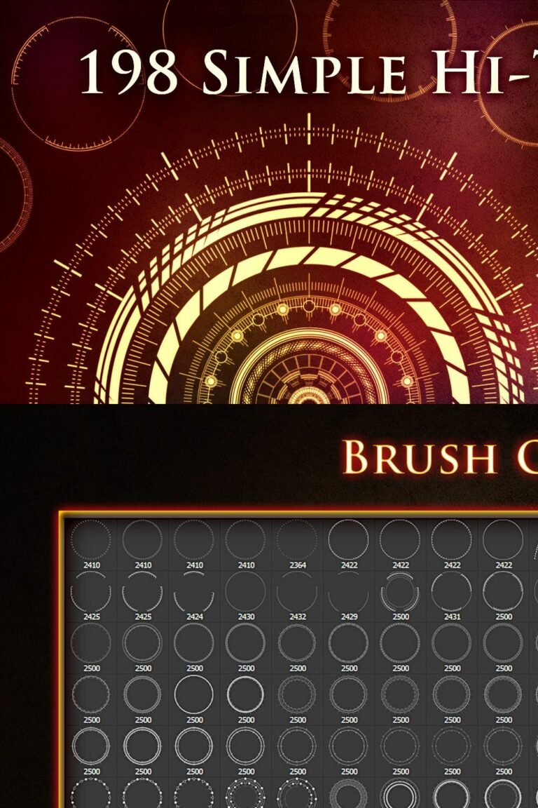 198 Simple Futuristic Circle Brushes – MasterBundles