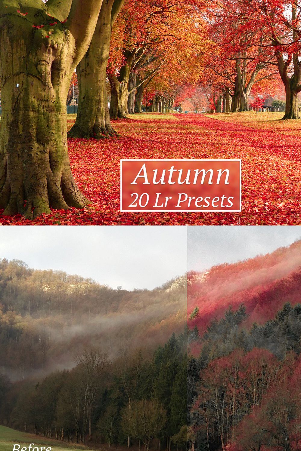 20 Autumn Lr Presets pinterest preview image.