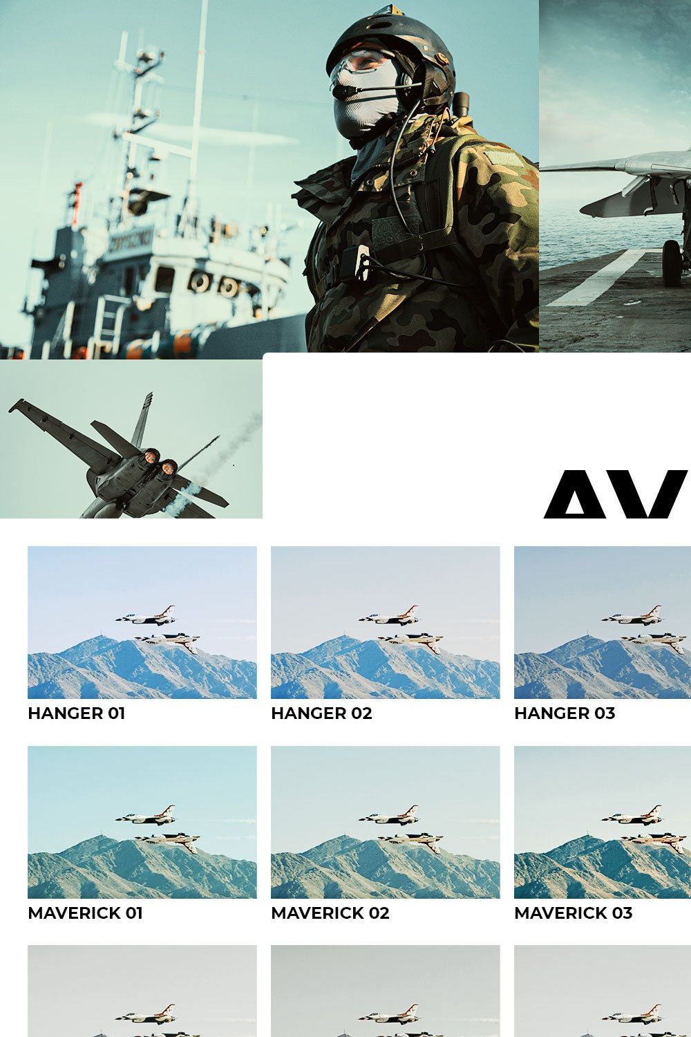 20 Aviators Lightroom Presets LUTs pinterest preview image.