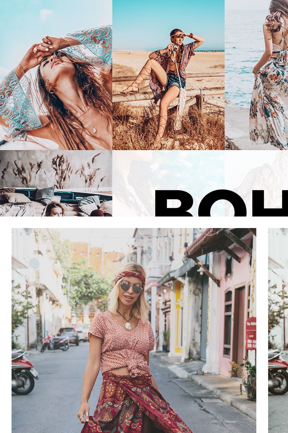 20 Boho Chic Lightroom Presets LUTs pinterest preview image.