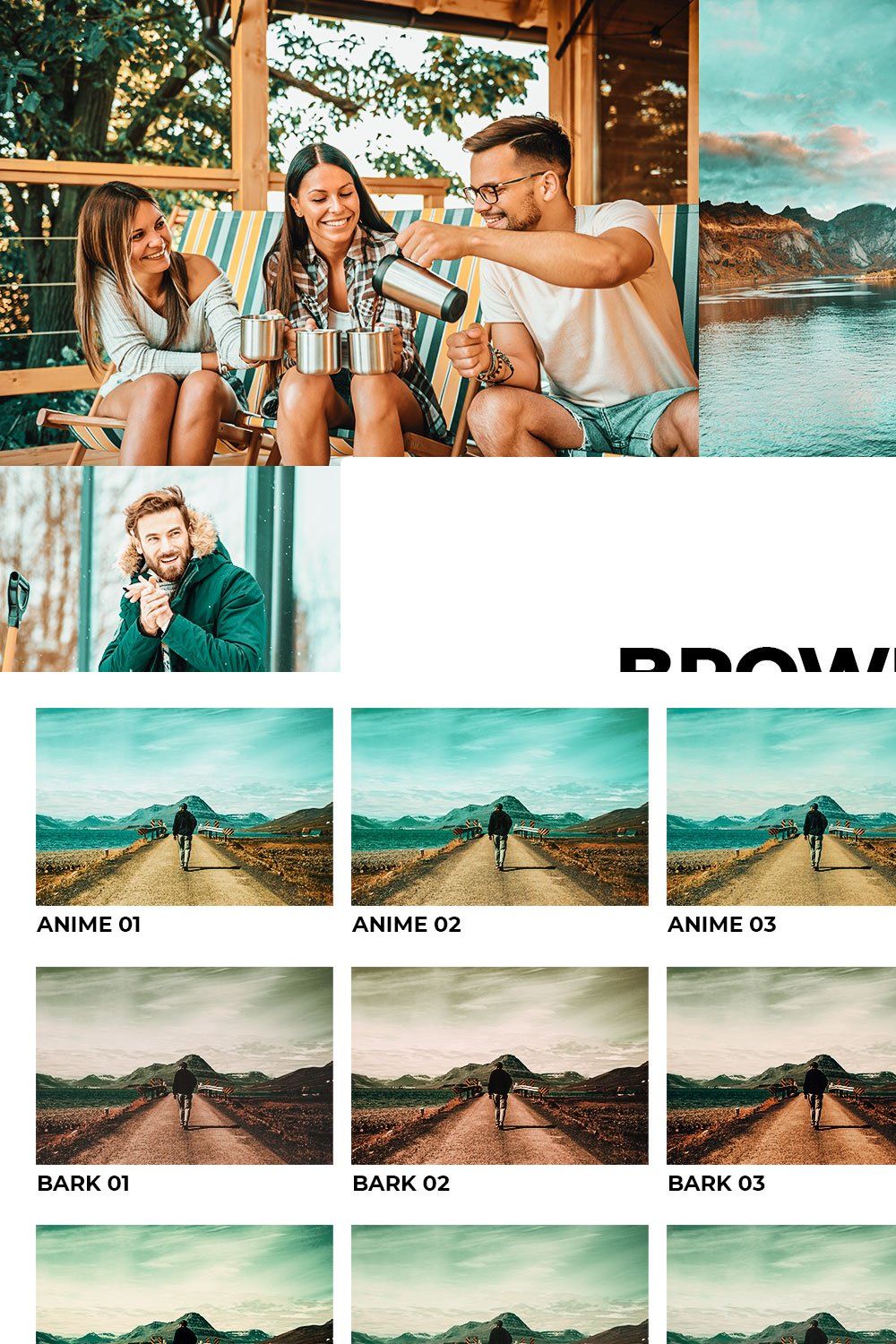 20 Brown and Green Lightroom Presets pinterest preview image.