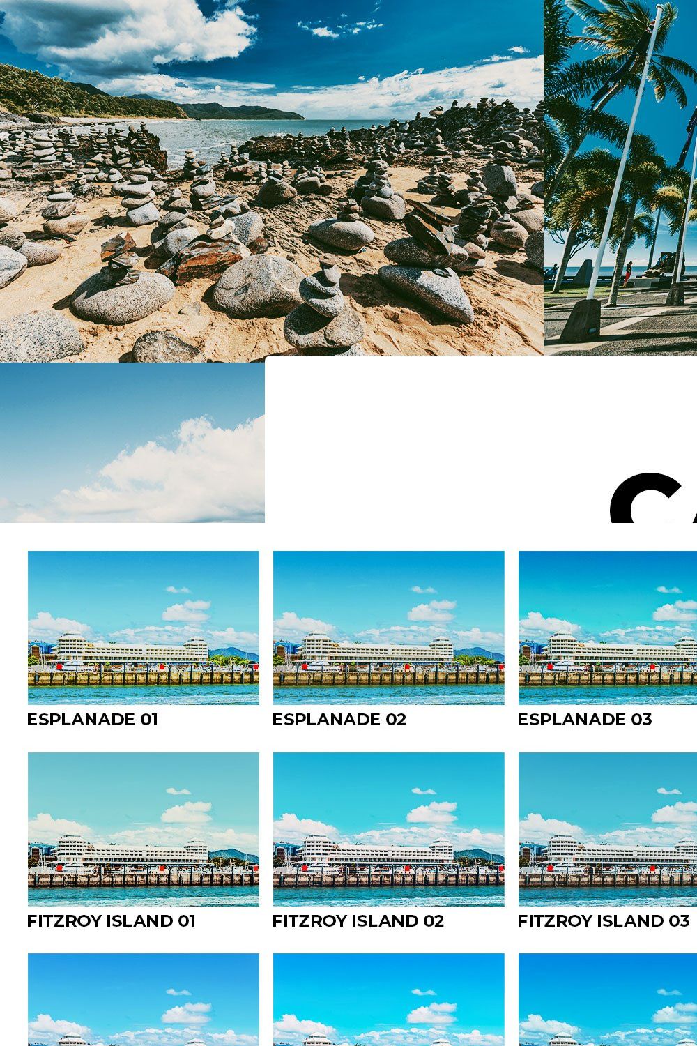 20 Cairns Lightroom Presets LUTs pinterest preview image.