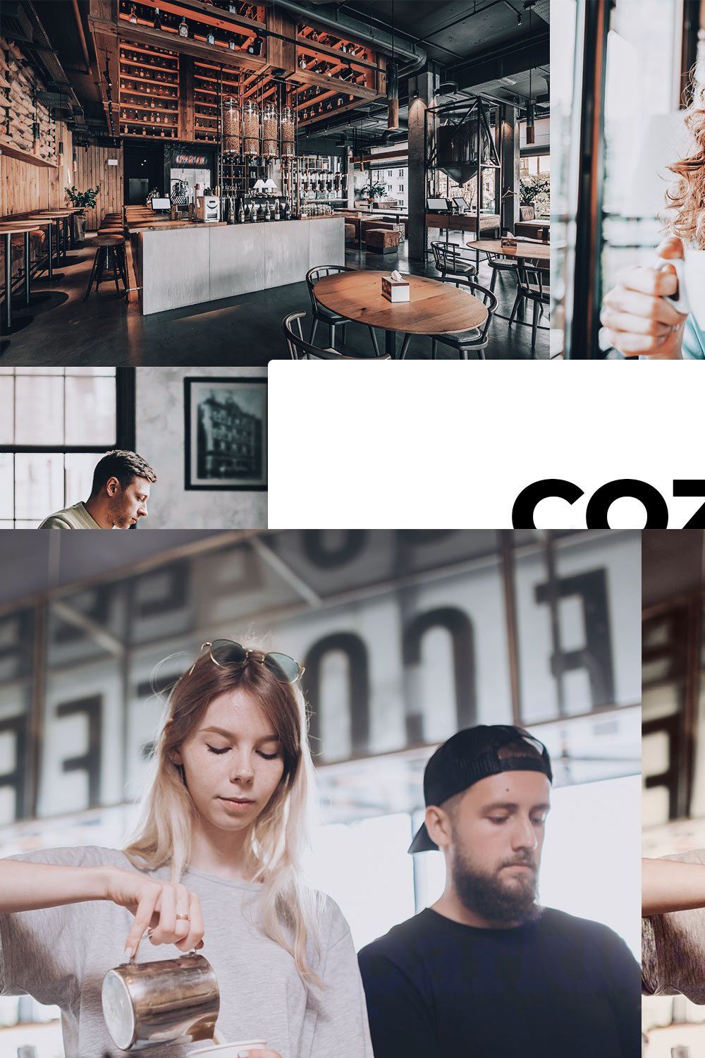 20 Cozy Cafe Lightroom Presets LUTs pinterest preview image.