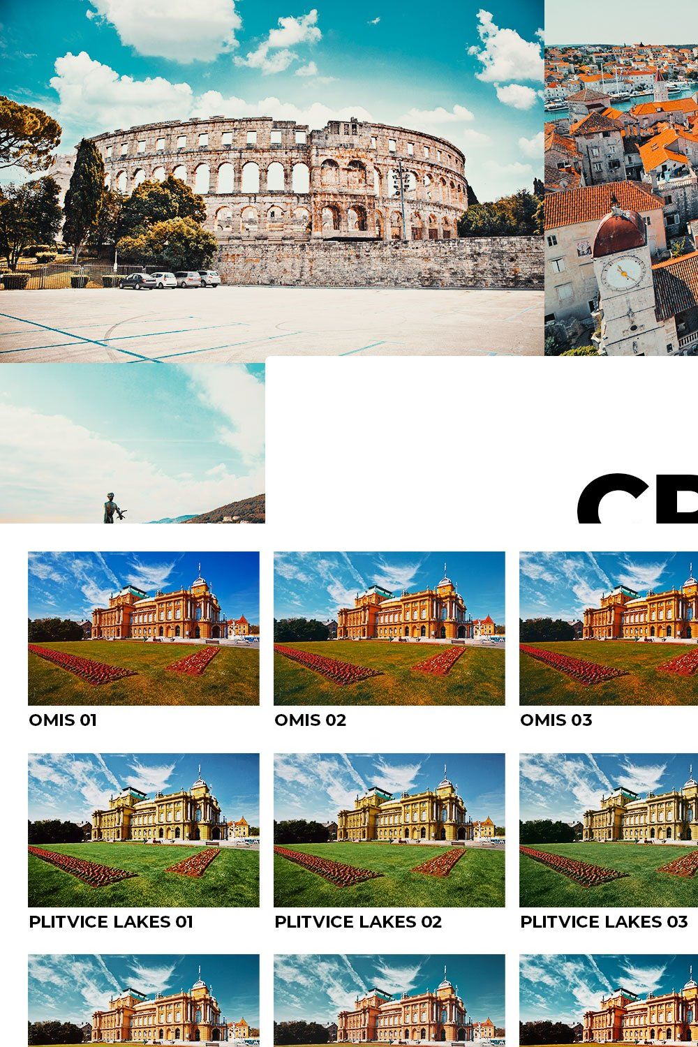 20 Croatia Lightroom Presets LUTs pinterest preview image.