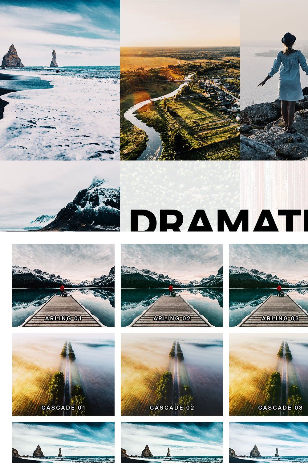 20 Dramatic Landscape LR Presets pinterest preview image.