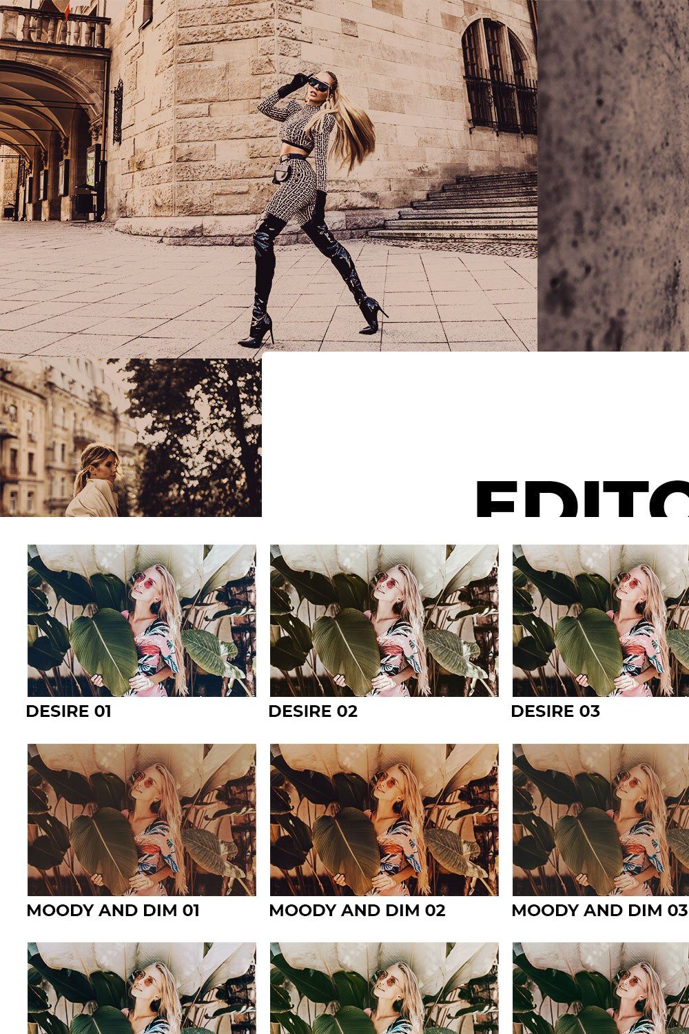 20 Editorial Style Lightroom Presets pinterest preview image.
