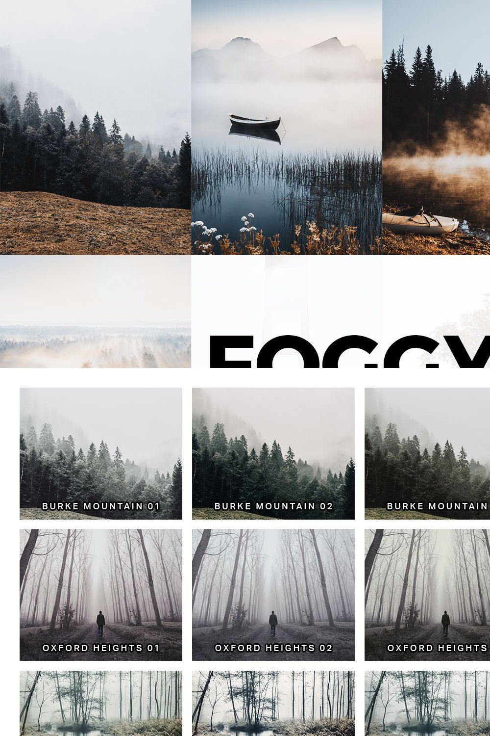 20 Foggy Morning Lightroom Presets pinterest preview image.