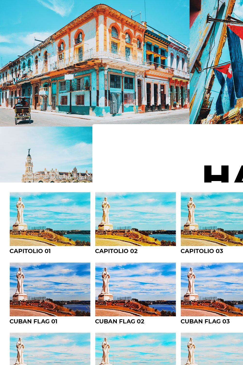 20 Havana Lightroom Presets LUTs pinterest preview image.