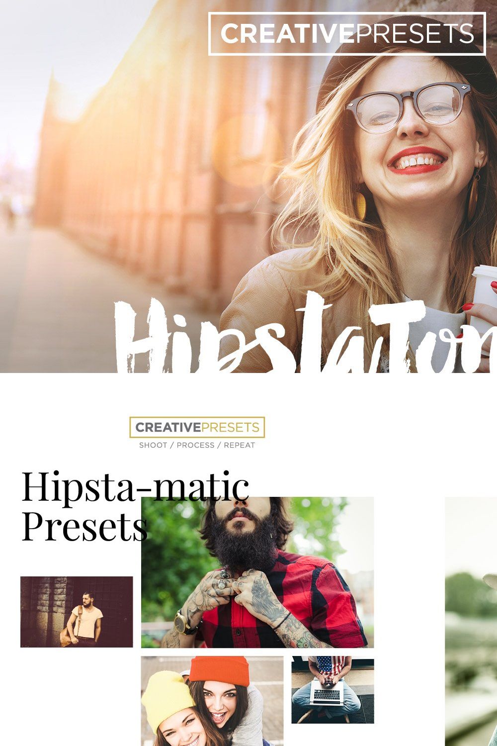 20 HipstaTone Lightroom Presets pinterest preview image.