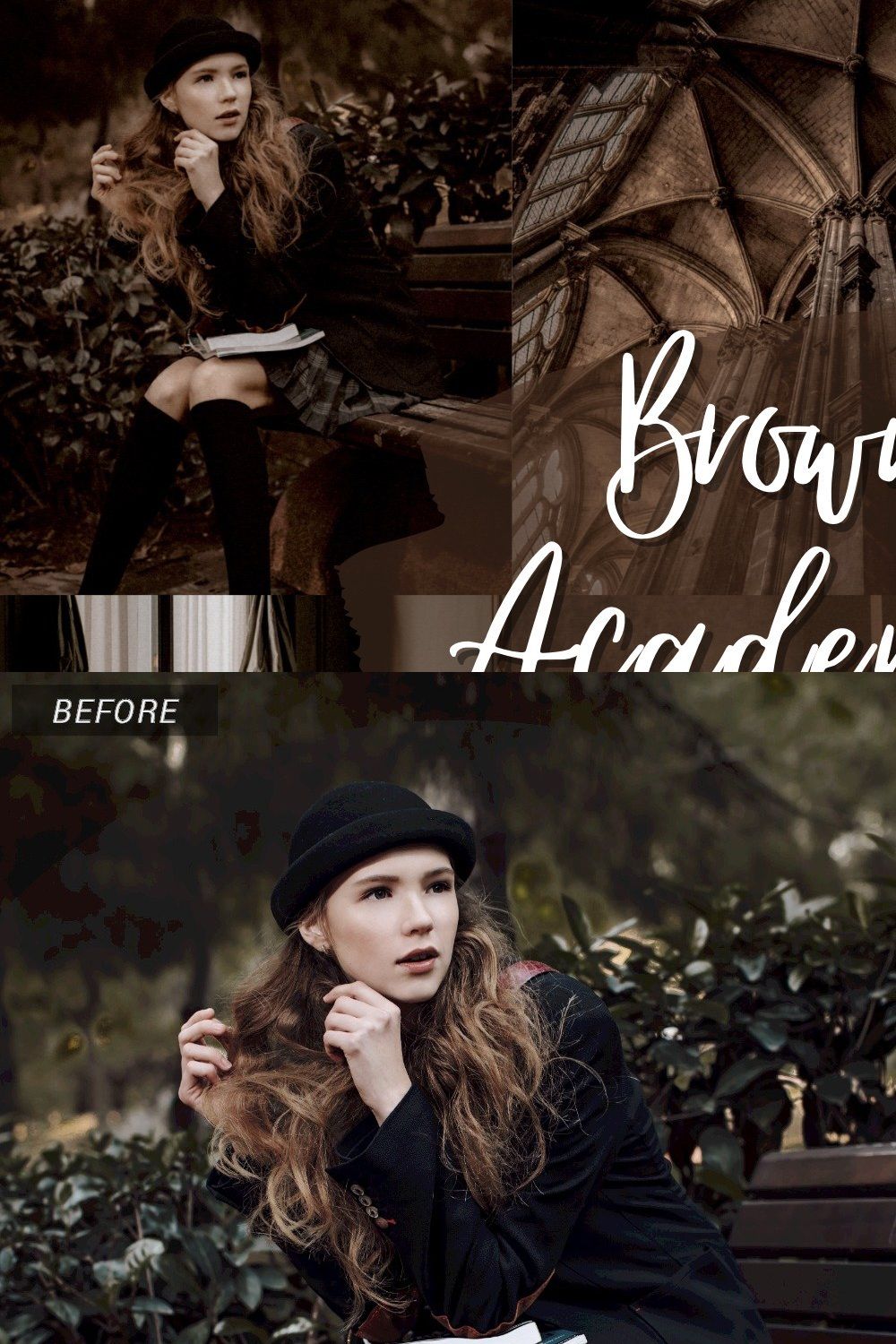 20 Lightroom PRESETS - Brown academi pinterest preview image.