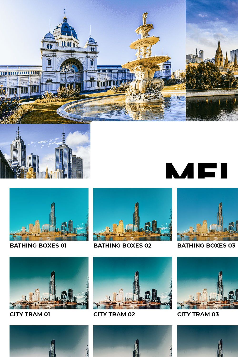 20 Melbourne Lightroom Presets LUTs pinterest preview image.