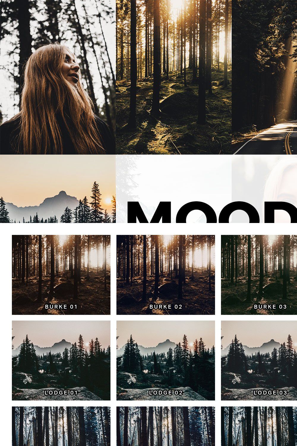 20 Moody Forest Lightroom Presets pinterest preview image.