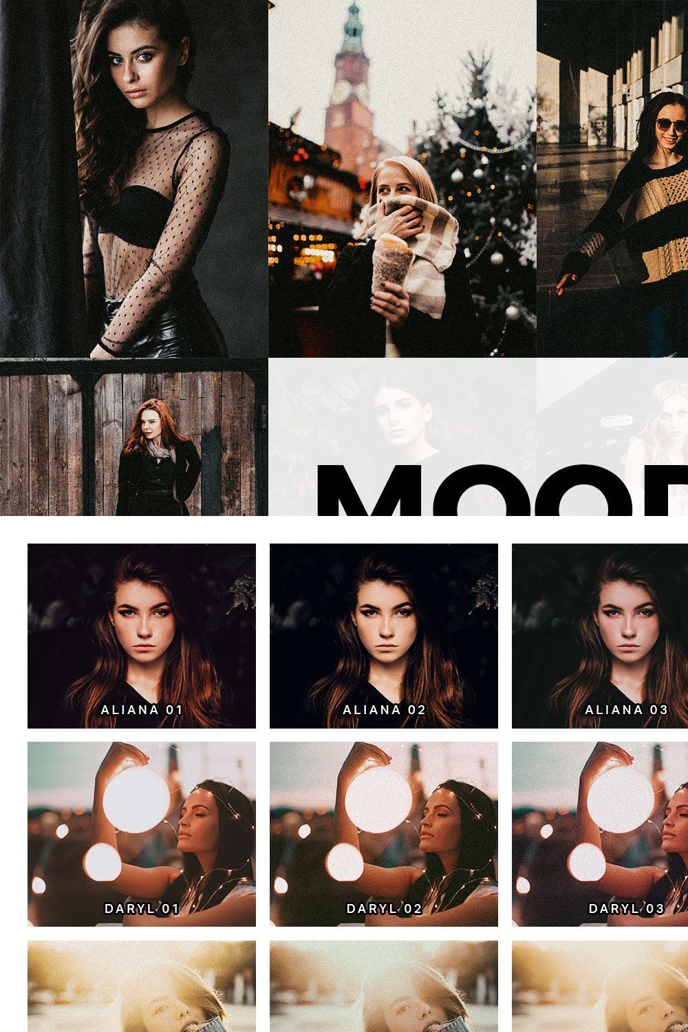 20 Moody Tones Lightroom Presets pinterest preview image.