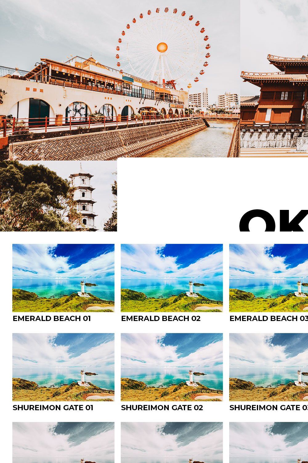 20 Okinawa Lightroom Presets LUTs pinterest preview image.