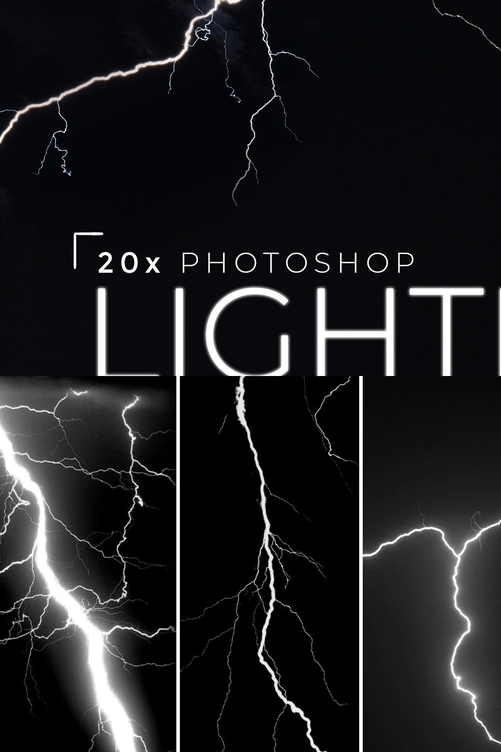 20 Photoshop Lightning Brushes pinterest preview image.
