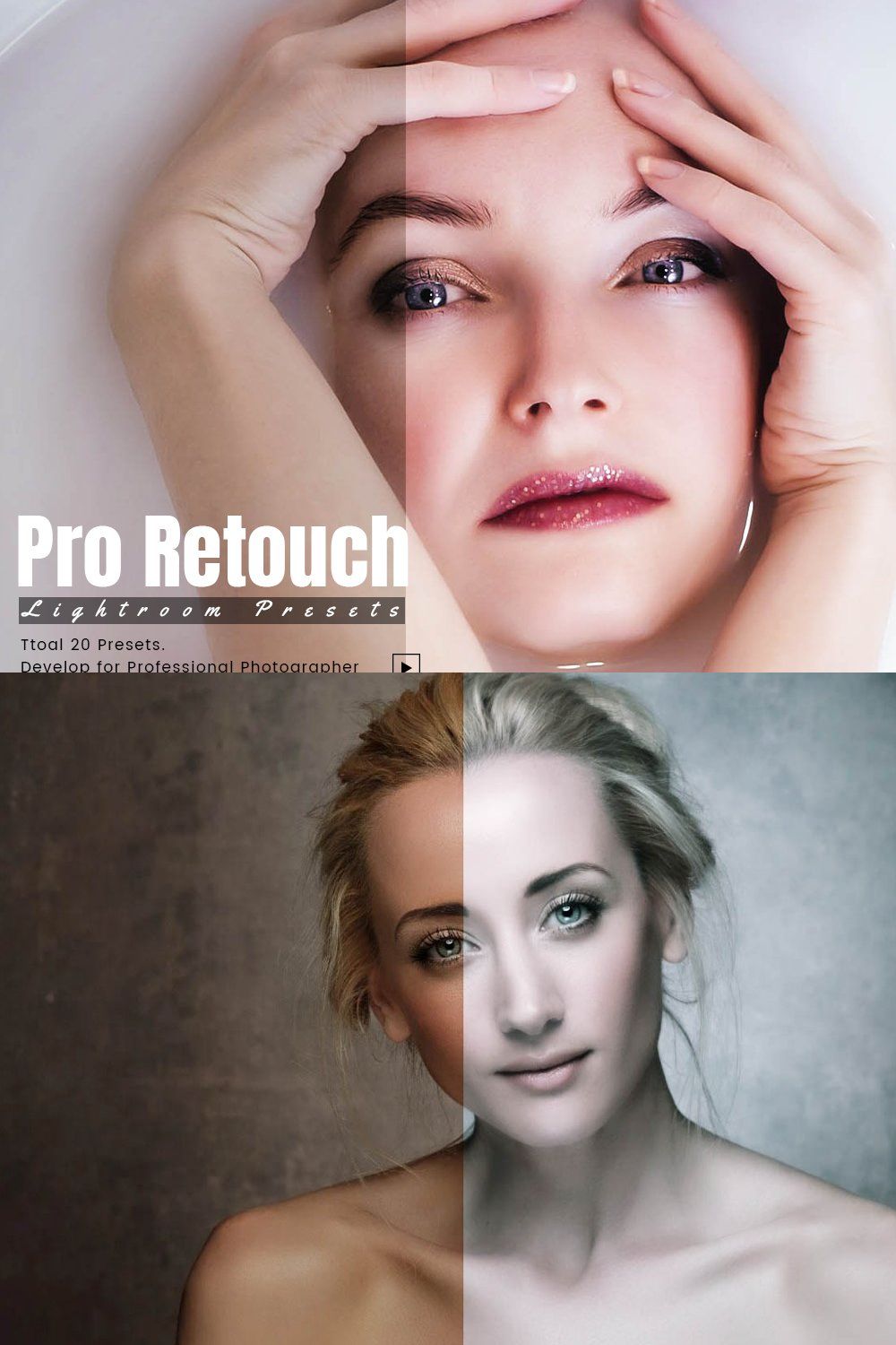 20 Pro Retouch Lightroom Presets pinterest preview image.