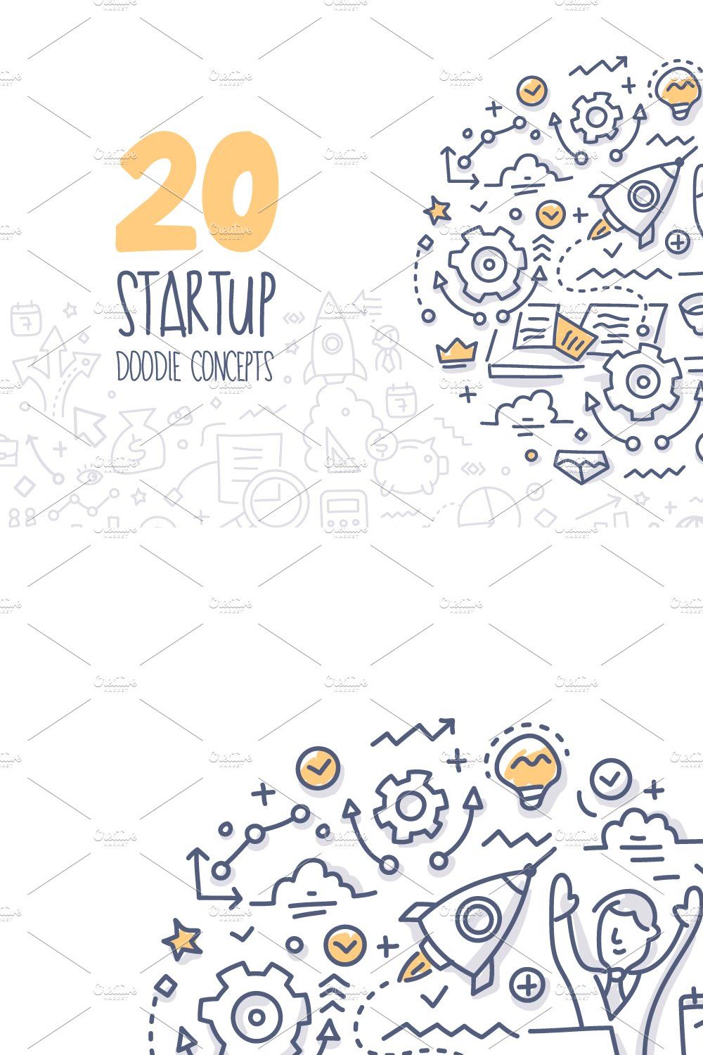 20 Startup Doodle Concepts pinterest preview image.