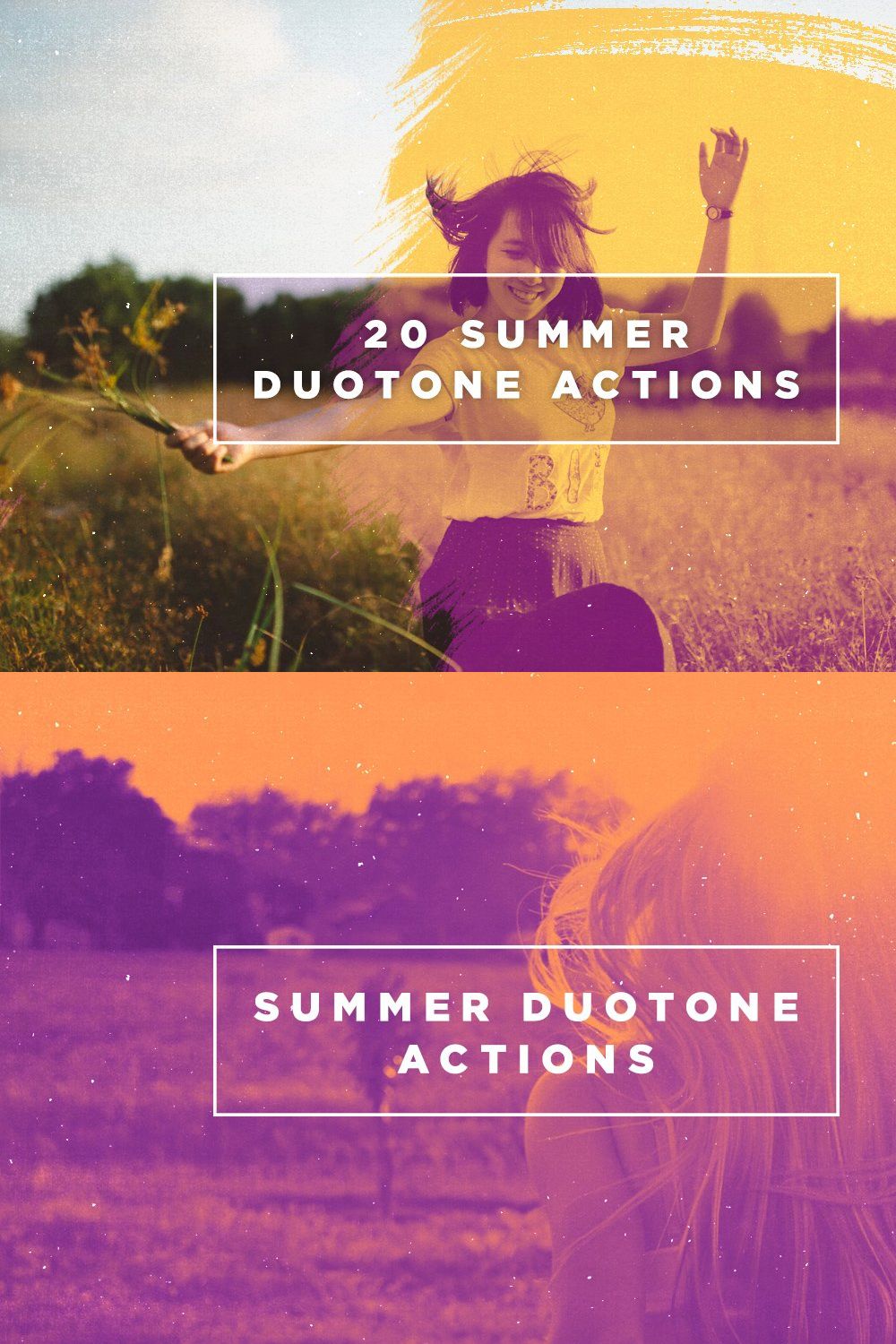 20 Summer Duotone Photoshop Actions pinterest preview image.