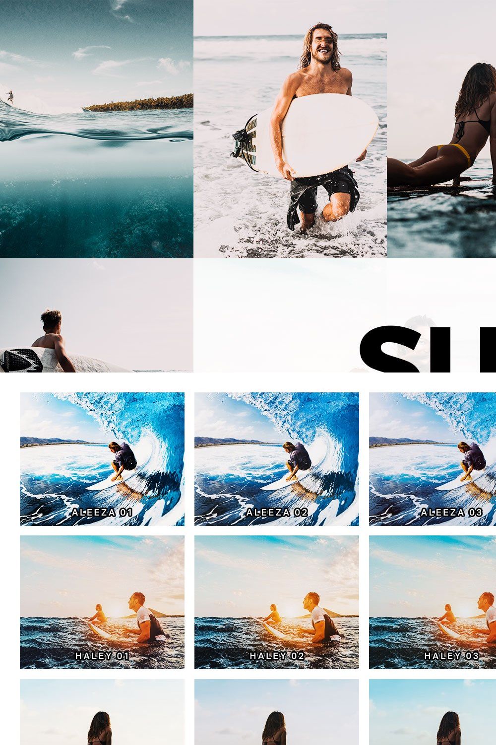 20 Surfer Lightroom Presets and LUTs pinterest preview image.