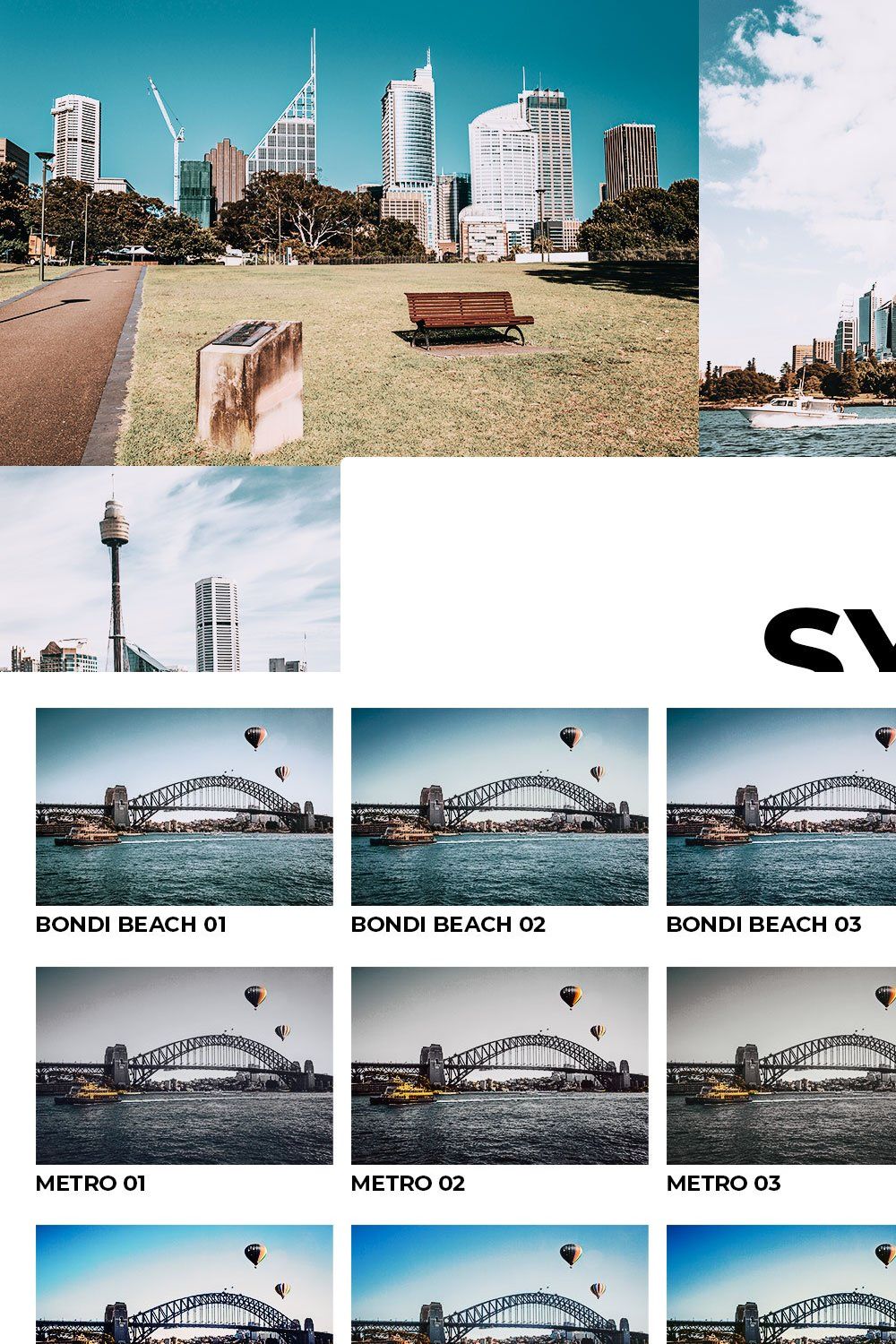 20 Sydney Lightroom Presets LUTs pinterest preview image.