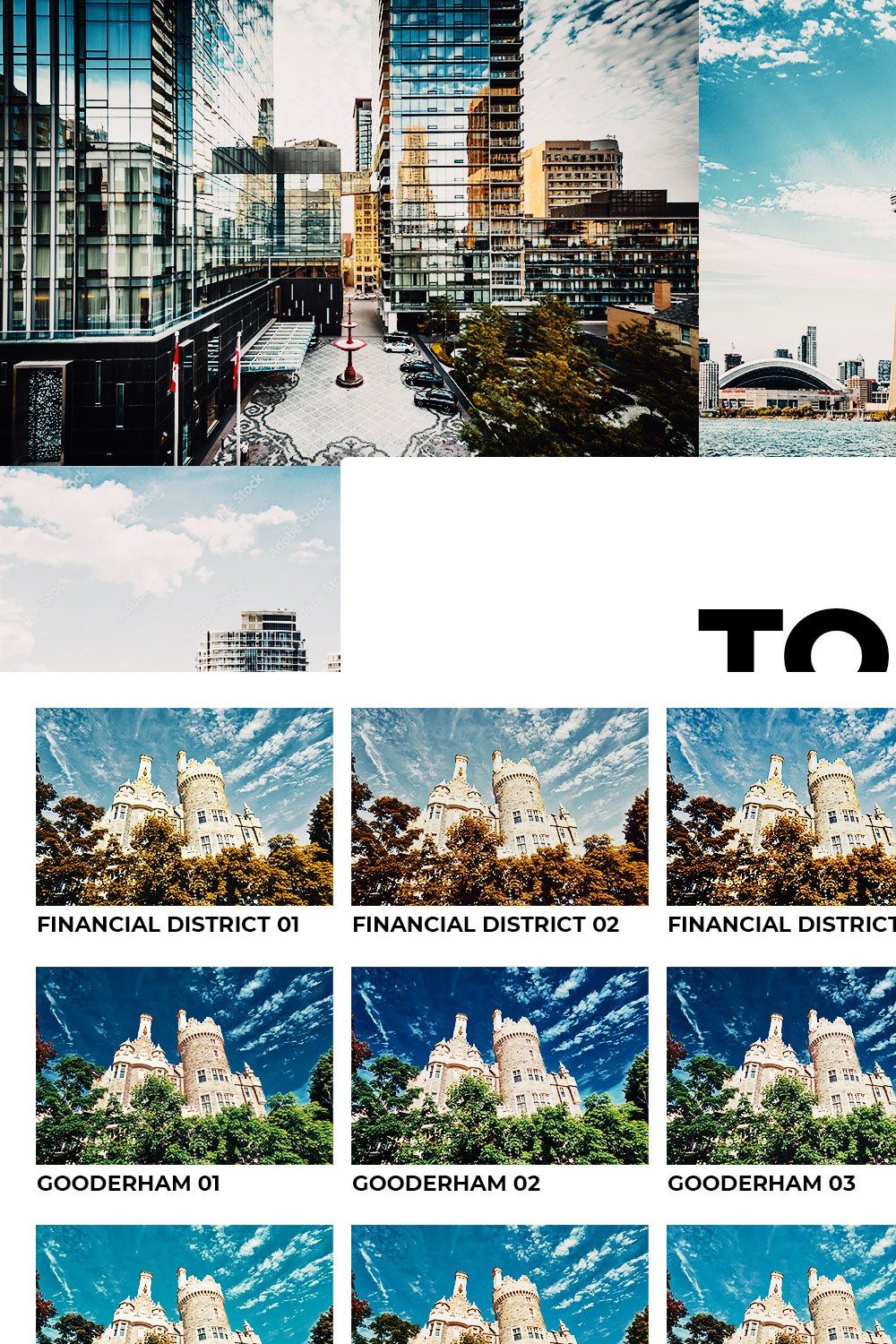 20 Toronto Lightroom Presets LUTs pinterest preview image.