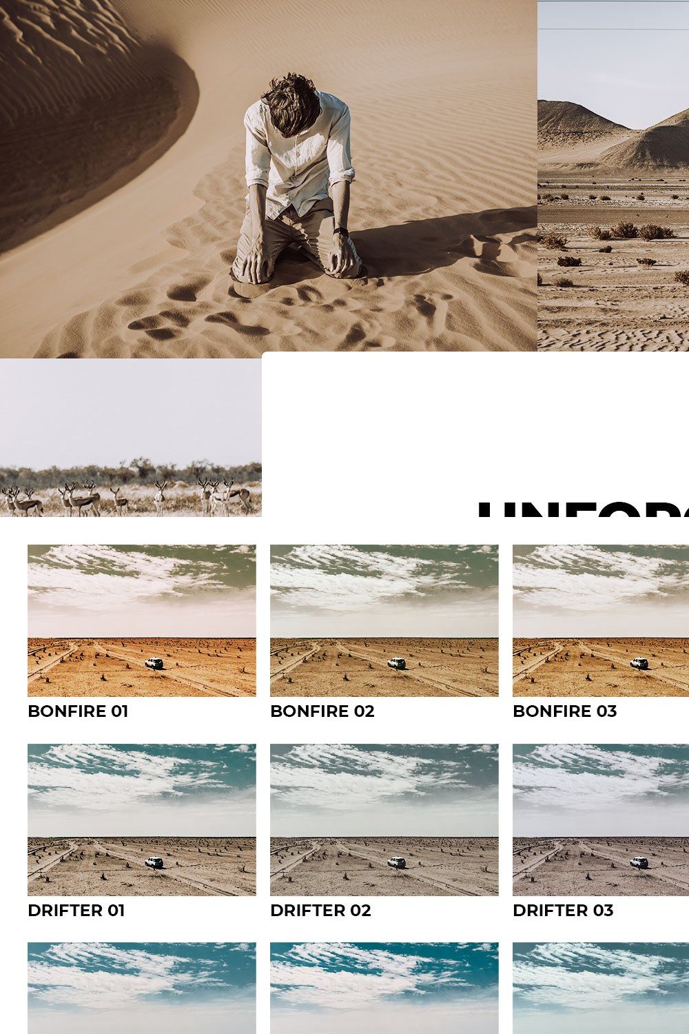 20 Unforgiving Desert LR Presets pinterest preview image.