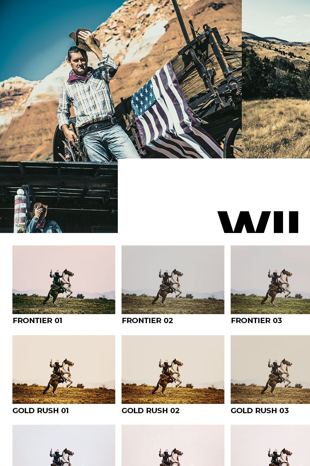 20 Wild West Lightroom Presets LUTs pinterest preview image.