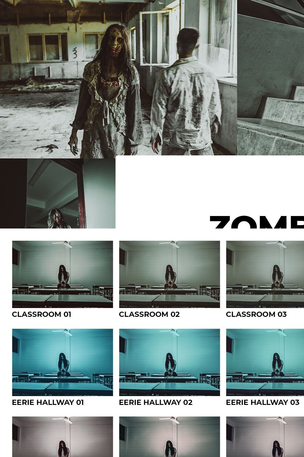 20 Zombie School Lightroom Presets pinterest preview image.